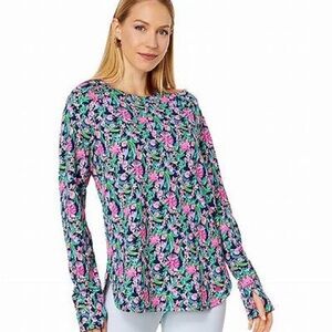 Lilly Pulitzer Blue Long Sleeve Fitted Blouse